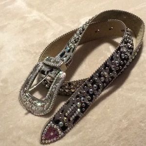 BB SIMON ZEBRA PRINT PONY HAIR WITH AB CRYSTALS